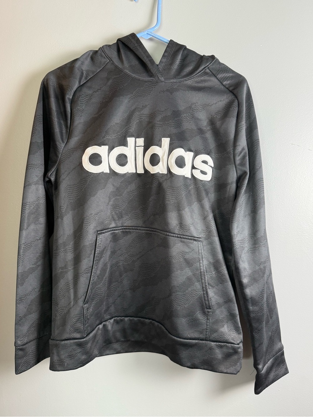 Adidas Size Youth XL 18/20 Tech Pullover Fleece Hoodie Black Camo